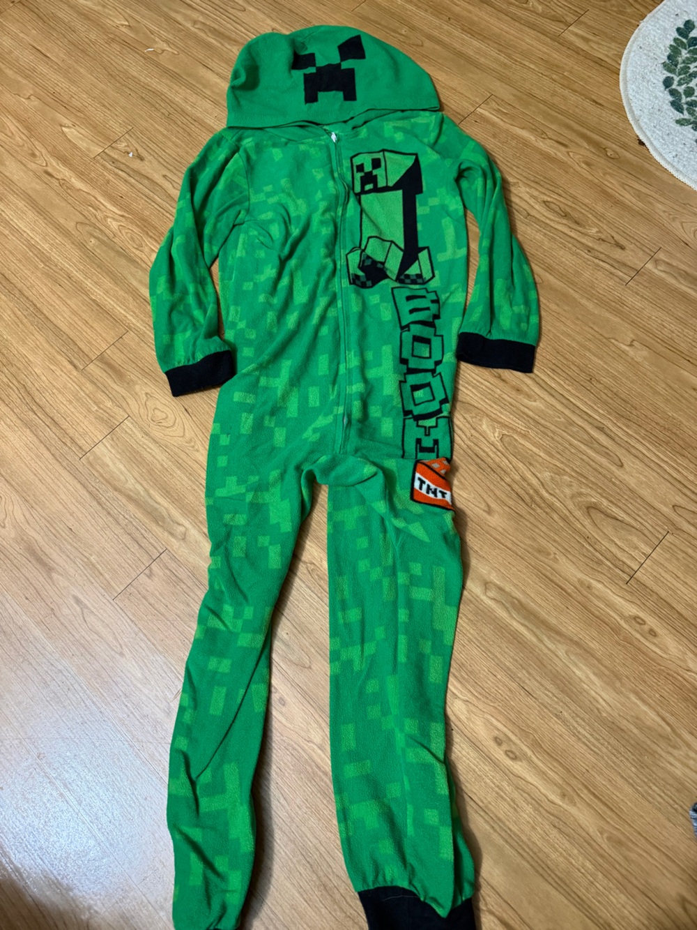 Minecraft Kids' Green Creeper One-Piece Pajama Hoodie